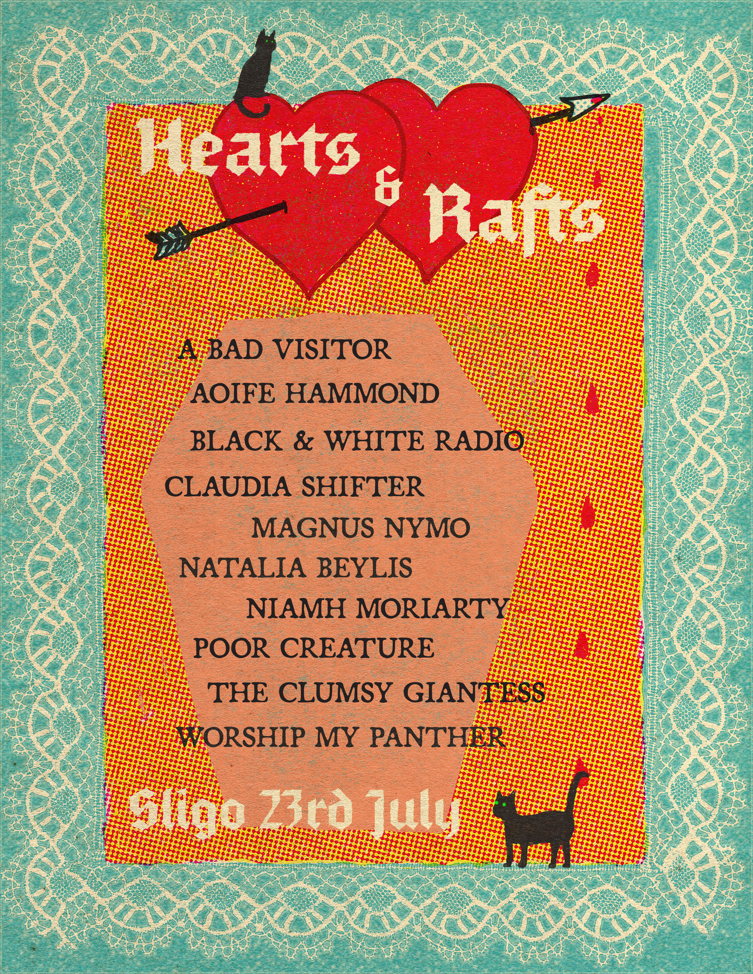 poster for Hearts and Rafts gig